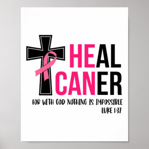 Affiche Peut guérir le cancer Christian Ribbon Cancer du s