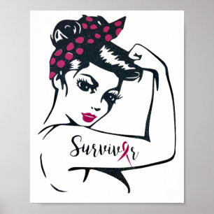 Affiche Peut le guérir Rosie Riveter Cancer du sein Surviv