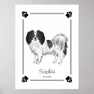 Affiche Phalène avec pattes noires et nom de chien personn