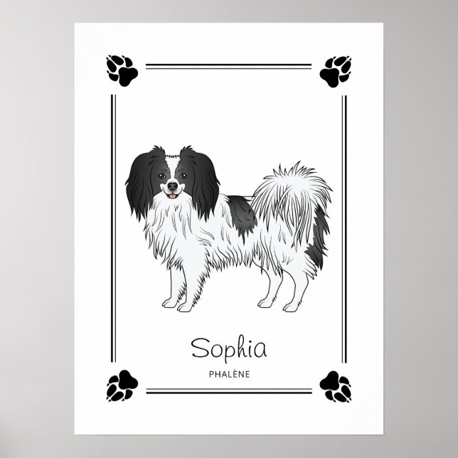 Affiche Phalène avec pattes noires et nom de chien personn (Devant)