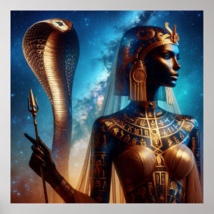 Affiche Pharaon égyptien avec le roi Cobra