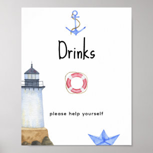 Affiche Phare aquarelle - Boissons