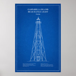 Affiche Phare arrière de Gasparilla Island - Floride - AD