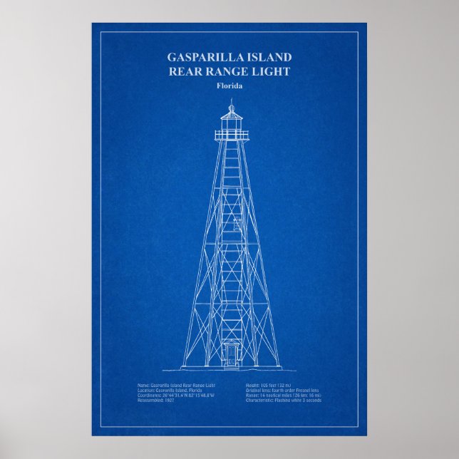 Affiche Phare arrière de Gasparilla Island - Floride - AD (Devant)