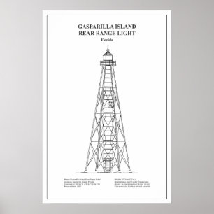 Affiche Phare arrière de Gasparilla Island - Floride - BD