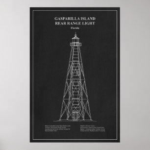Affiche Phare arrière de Gasparilla Island - Floride - PD