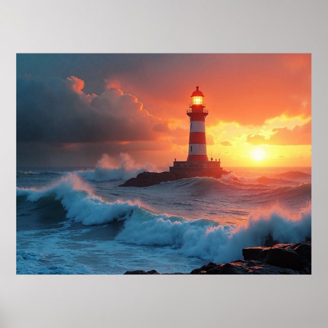 Affiche Phare au coucher du soleil (Devant)