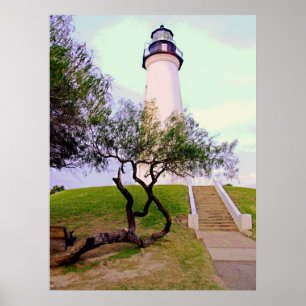 Affiche phare dans le port Isabel, Tx.