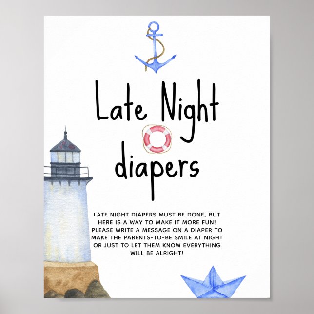 Affiche Phare d'aquarelle - Late Night couches (Devant)