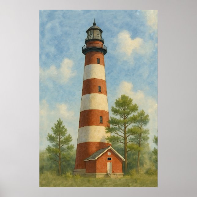 Affiche Phare d'Assateague Aquarelle (Devant)