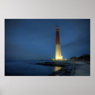 Affiche Phare de Barnegat la nuit