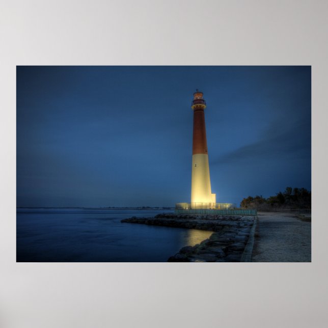 Affiche Phare de Barnegat la nuit (Devant)
