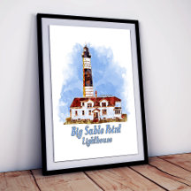Phare de Big Sable Point aquarelle - Michigan