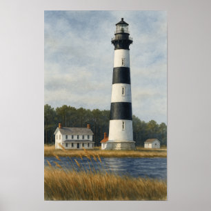 Affiche Phare de Bodie Island Aquarelle