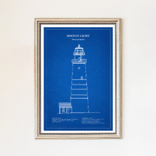 Affiche Phare de Boston Light - Massachusetts – AD