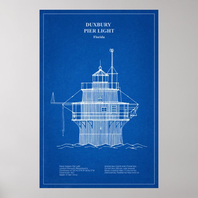 Affiche Phare de Duxbury Pier Light - Massachusetts – AD (Devant)