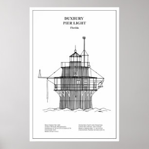 Affiche Phare de Duxbury Pier Light - Massachusetts -BD