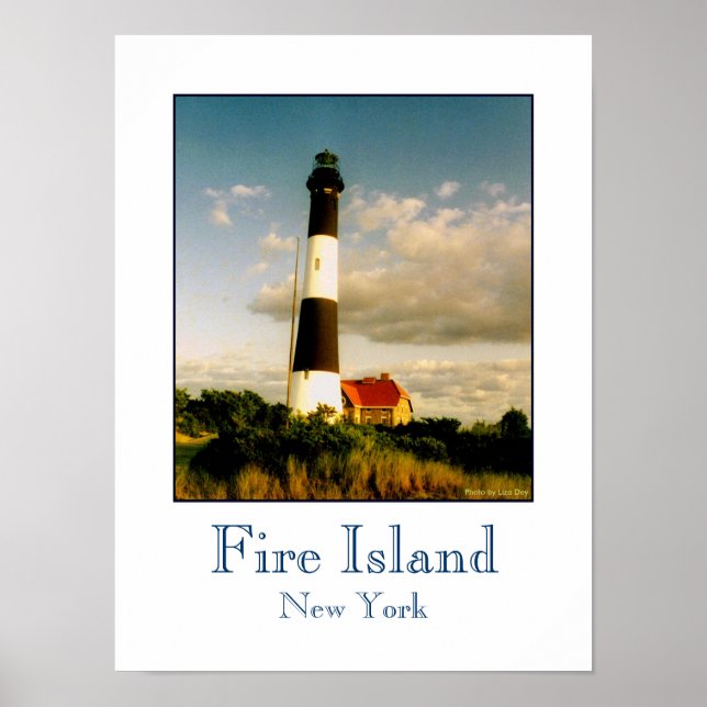 Affiche 'Phare de Fire Island au coucher du soleil (Devant)