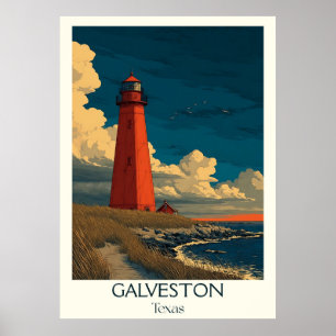 Affiche Phare de Galveston Texas Côte