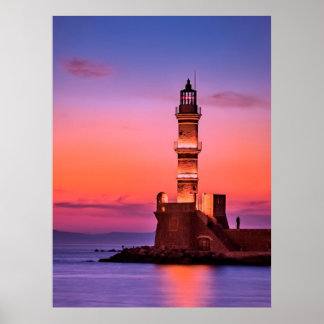 Affiche Phare de Grèce la Nuit
