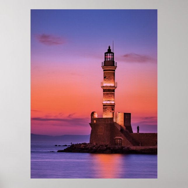 Affiche Phare de Grèce la Nuit (Devant)