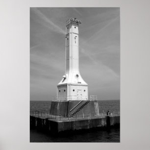 Affiche Phare de Huron noir et blanc