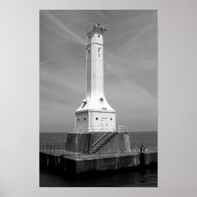 Affiche Phare de Huron noir et blanc (Devant)