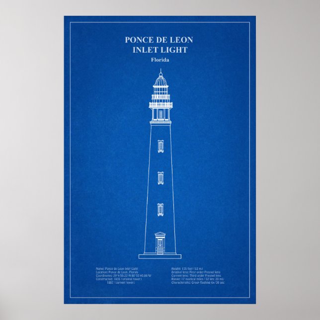 Affiche Phare de l'entrée de Ponce de Leon – Floride - AD (Devant)