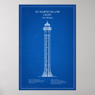 Affiche Phare de l'île St. Martin - Michigan – AD