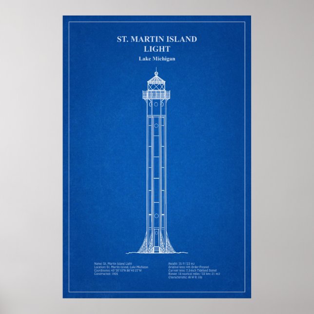Affiche Phare de l'île St. Martin - Michigan – AD (Devant)