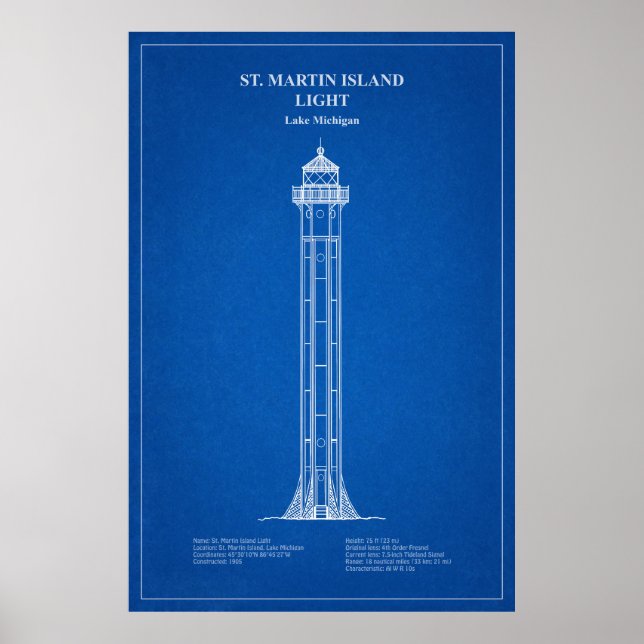 Affiche Phare de l'île St Martin - Michigan - AD (Devant)