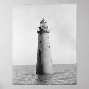 Affiche Phare de Minot's Ledge, 1880. Photo vintage