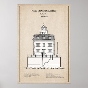 Affiche Phare de New London Ledge - Connecticut - SBD
