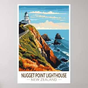 Affiche Phare de Nugget Point Nouvelle-Zélande Voyage Vint