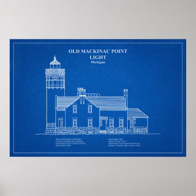 Affiche Phare de Old Mackinac Point - Michigan – AD (Devant)