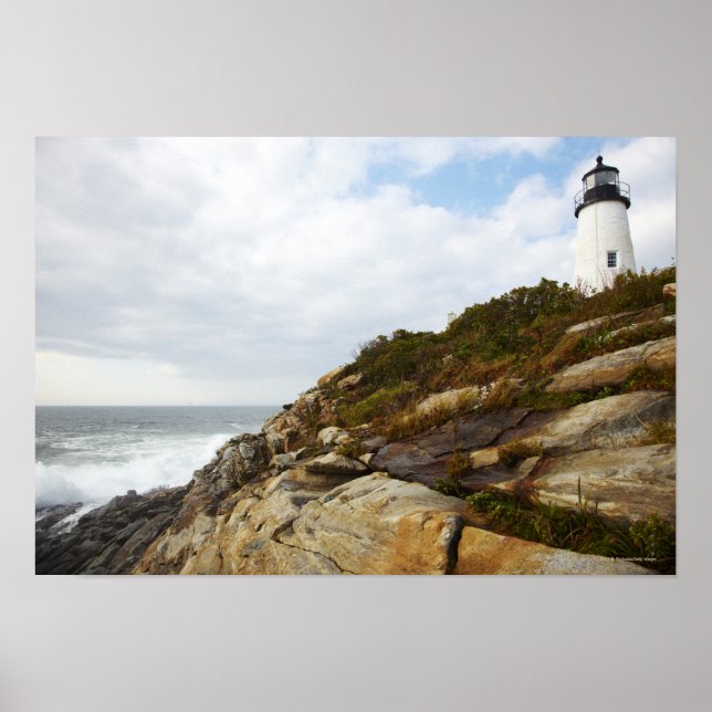 Affiche Phare de Pemaquid Point sur une colline rocheuse (Devant)