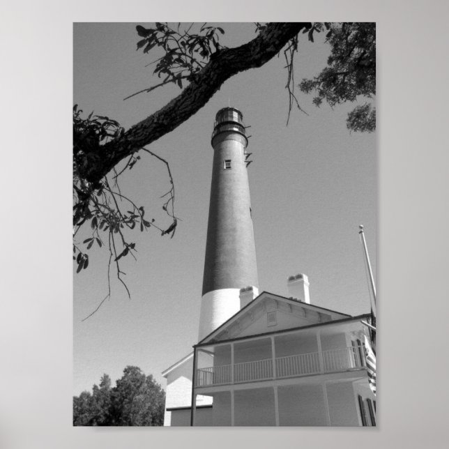 Affiche Phare de Pensacola noir et blanc (Devant)