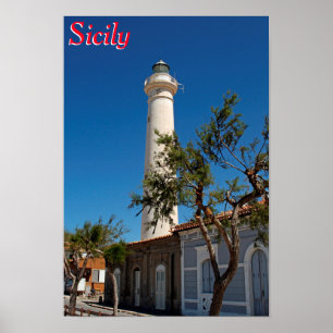 Affiche Phare de Punta Secca, Sicile, Italie