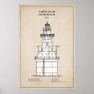 Affiche Phare de Sabine Bank - Texas - SBD