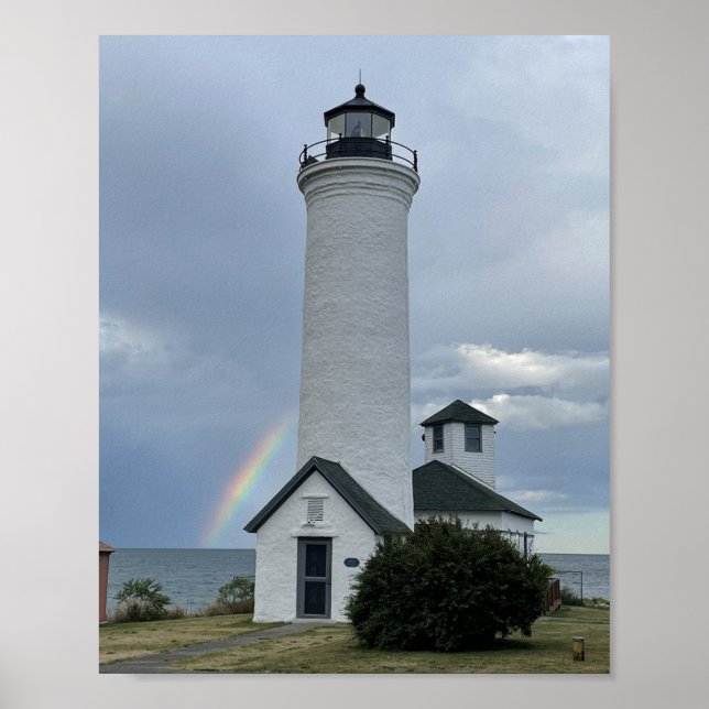 Affiche Phare de Tibbetts Point Rainbow Cape Vincent NY (Devant)