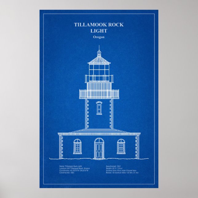 Affiche Phare de Tillamook Rock - Oregon – AD (Devant)
