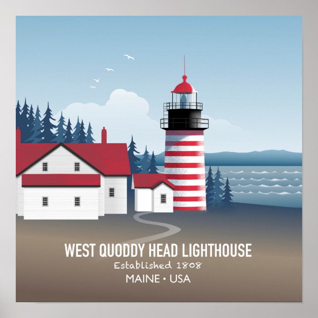 Affiche Phare de West Quoddy Head (Devant)