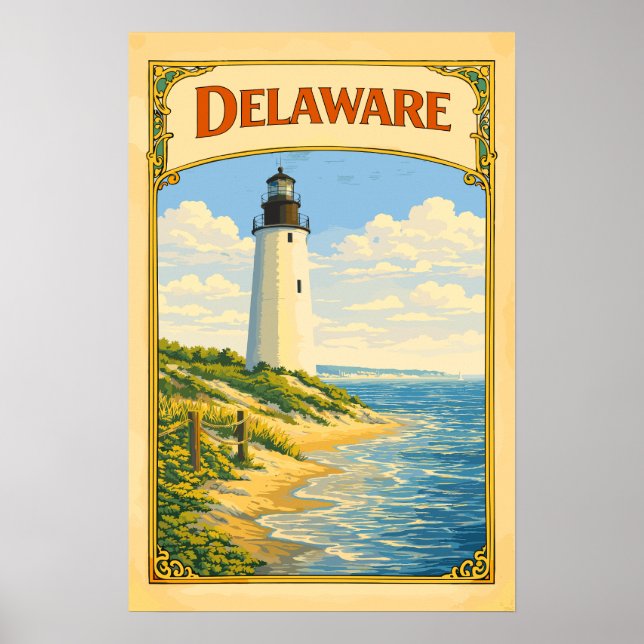 Affiche Phare du Delaware Vintage (Devant)