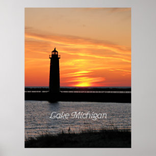 Affiche Phare du lac Michigan