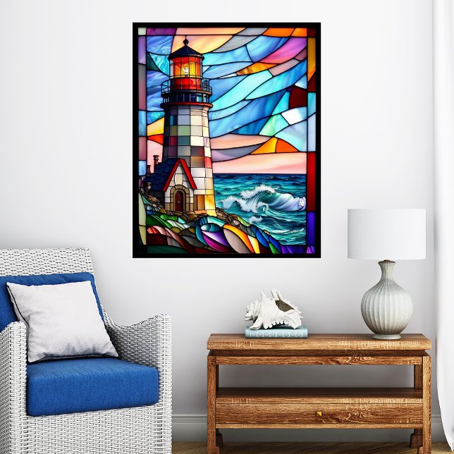 Affiche Phare en verre tendu au coucher du soleil (Créateur téléchargé)
