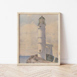 Affiche Phare, île des Chaussures | Childe Hassam<br><div class="desc">Phare,  île des Shoals (1886) | Oeuvre originale du peintre impressionniste américain Childe Hassam (1859-1935). Utilisez les outils de conception pour ajouter du texte personnalisé ou personnaliser l'image.</div>