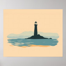 Phare minimaliste en silhouette sur coucher de sol