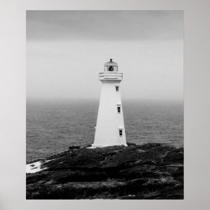 Affiche Phare minimaliste noir blanc