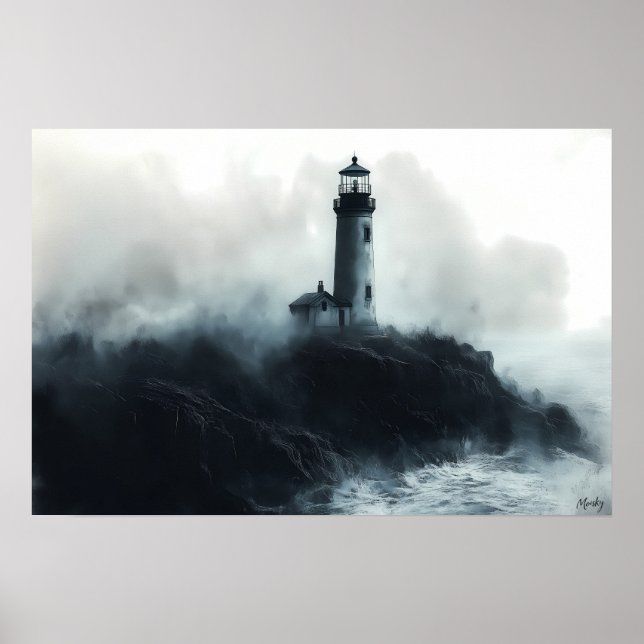 Affiche Phare Mystique Parmi les Vagues de l'Océan – Charb (Devant)