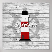 Phare Nautique Rustique En Bois Patiné Gris